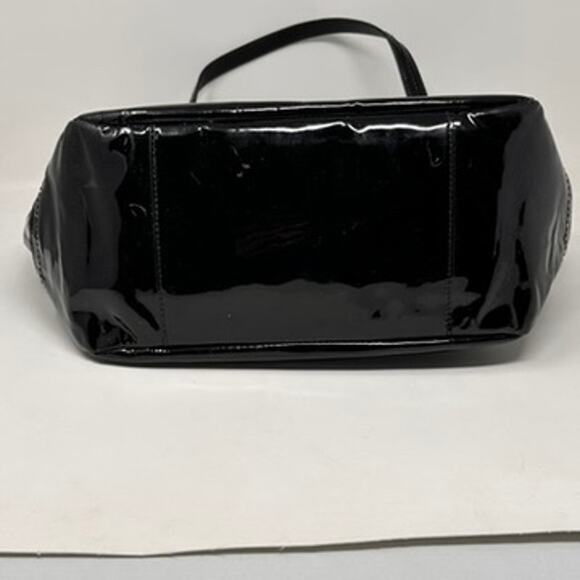 Coach Park Patent Carry Tote F23979 Purse Shoulder Bag Black with Aqua Interior - Picture 9 of 16